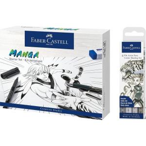 imageFaberCastell Pitt Artist Pen Black Manga Drawing Kit  4 Count Assorted Nibs  Anime and Manga Drawing Kitartistic