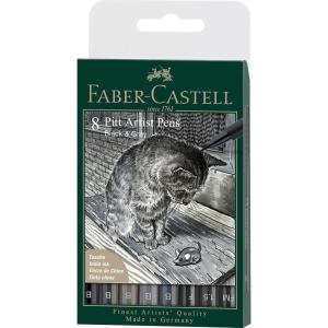 imageFaberCastell Pitt Artist Pen Black ampamp Grey B F 15 FM 167171 Ink Pen Pack of 8Modern