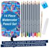 imageFaberCastell Art on The Go Watercolor Pencils Set  Travel Watercolor Kit with 10 Goldfaber Watercolor Pencils Pencil Pouch No Mess Sharpener and Art Accessories