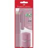 imageFaberCastell 580024 Grip 2001 Pencil Set 5Piece with 3 Pencils Eraser and Sharpener BlackRose Shadows