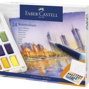 imageFaber Castell 169724 Water Color Palette 24 Colors Water Brush Included