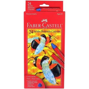 imageFaber Castell FC129124 Jumbo Triangular Beeswax Crayon Assorted Color 175quot Height 438quot Width 975quot Length Pack of 24