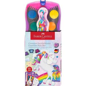 imageFaberCastell 125035 Unicorn Connector Watercolour Box with 12 Colours Including Opaque White Tube and Sticker