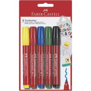 imageFaberCastell 159505 Textile Marker 53 Pack of 5 1 YellowRedBlueGreenBlack