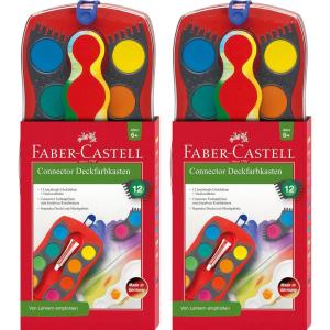 imageFaberCastell CONNECTOR Paint Box with 12 Colours Including Opaque White Pack of 2