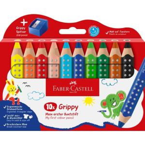 imageFaberCastell Grippy 110635 Colouring Pencils Set 6 Colouring Pencils with Sharpener for Toddlers from 2 Years 3in1 Pencil SetSet of 10  sharpener