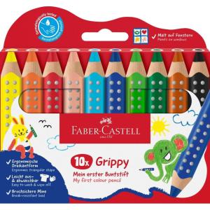 imageFaberCastell Grippy 110635 Colouring Pencils Set 6 Colouring Pencils with Sharpener for Toddlers from 2 Years 3in1 Pencil SetSet of 10
