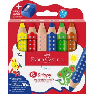 imageFaberCastell Grippy 110635 Colouring Pencils Set 6 Colouring Pencils with Sharpener for Toddlers from 2 Years 3in1 Pencil SetSet of 6  sharpener
