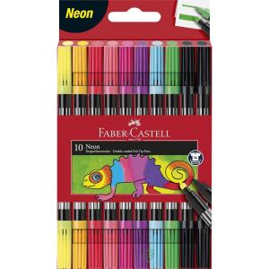 imageFaberCastell Neon DoubleEnded Felt Tip Pens  Set of 10