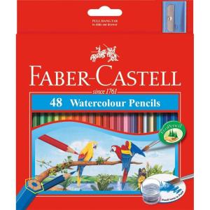 imageFaberCastell Watercolour pencils Watercolour Pencils Assorted Pack of 48 plus brush ampamp sharpener 16114468