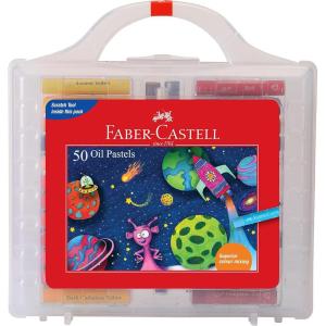 imageFabercastell Oil Pastels Set of 50 Easy to Pack and Carry Colour Tool Box Plastic Box Packing