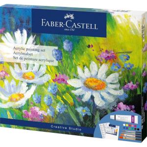 imageFaberCastell 379280 Acrylic Paint Set 18 Pieces with 12 Acrylic Paints Canvas 20 x 25 cm Mixing Palette and 4 BrushesAcrylic paints 18 pieces