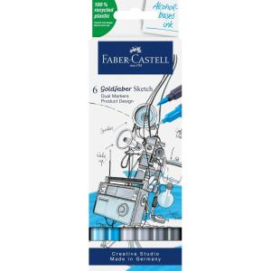 imageFaberCastell Goldfaber Sketch Kawaii 164811 Marker Pens Pack of 6 Alcohol Markers with Brush Tip and Fineliner TipProduct Design
