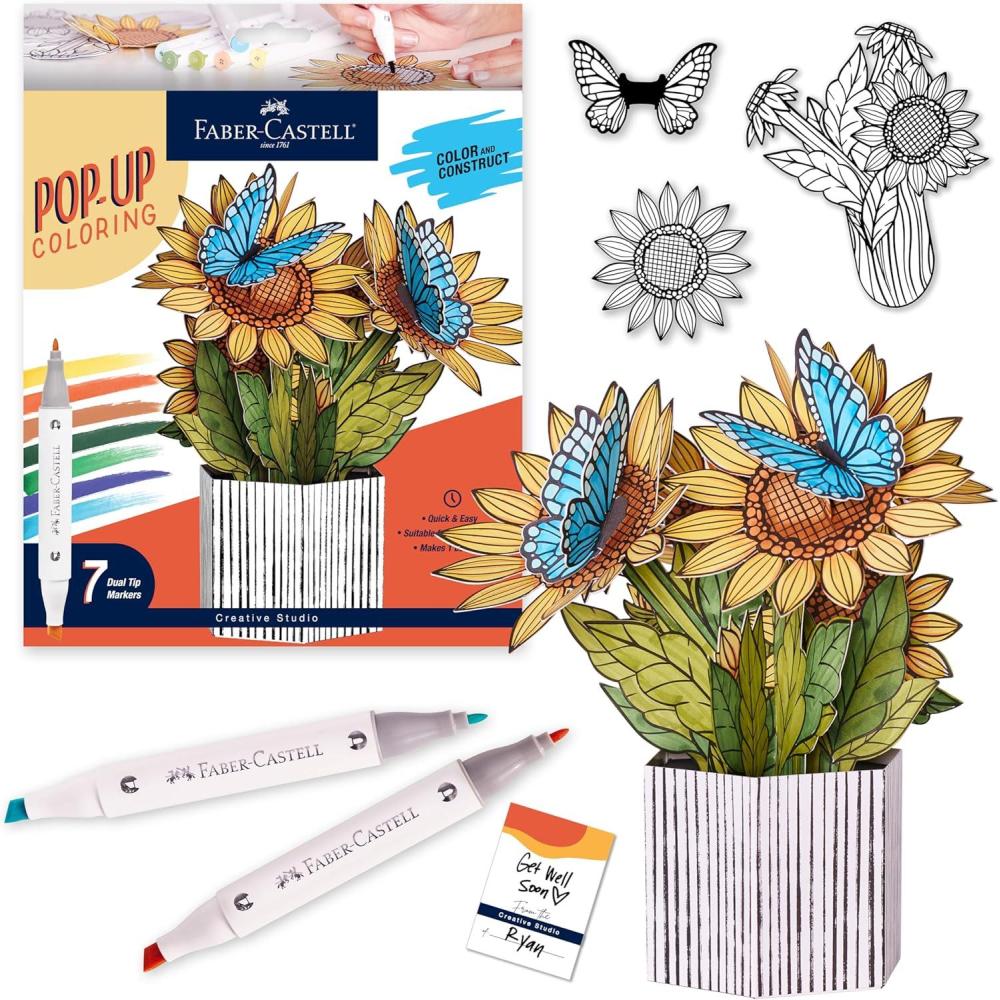 imageFaberCastell Pop Up Coloring Bouquet Pansy  Adult Coloring Crafts Relaxation Gifts for Women DIY Craft Kits for Adults Crafts for Adults and Teens Ages 13Sunflower