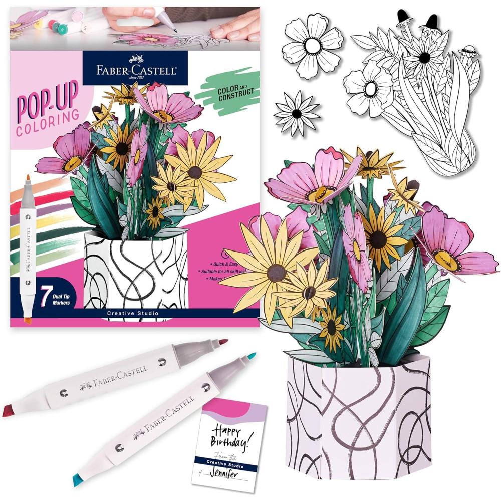 imageFaberCastell Pop Up Coloring Bouquet Pansy  Adult Coloring Crafts Relaxation Gifts for Women DIY Craft Kits for Adults Crafts for Adults and Teens Ages 13Wildflower