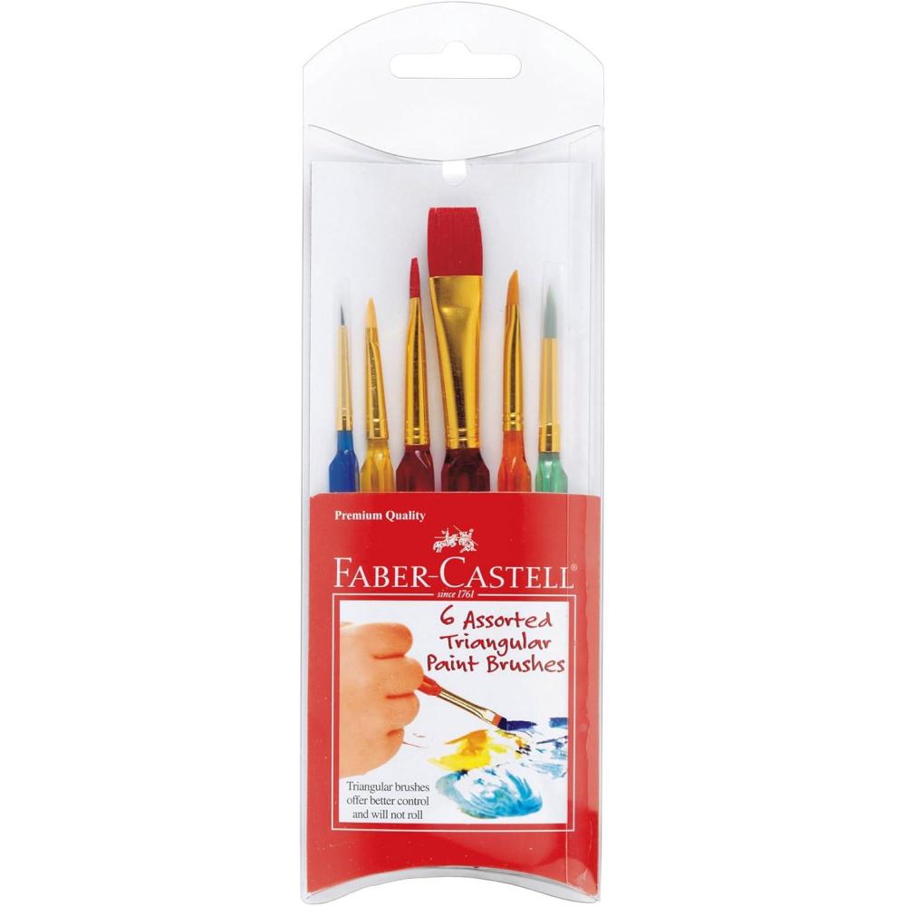 imageFaberCastell Soft Grip Paint Brush Set  Kids Paint Brushes  4 Assorted Paintbrushes for Watercolor and Tempera Paint F1816006 Triangular Paint Brushes