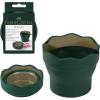 imageFaberCastell Clic ampamp Go Artist Water Cup Dark Green  TravelFriendly Collapsible Brush Cleaner Tool with Brush Stand Scalloped Rim NonSlip Base Portable Palette ampamp Rinser1 Count Pack of 1