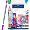 imageFaberCastell Goldfaber Aqua Dual Tip Watercolor Markers  12 Watercolor Brush Pens Watercolor Markers for Adults Real Brush Nib and Fineliner Tip Art Markers