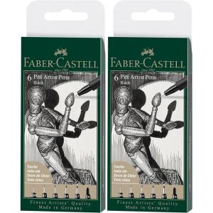 imageFaberCastell Art ampamp Graphic Pitt Artist Pen India Ink Pen Black Wallet Of 6 For Art Craft Drawing Sketching Home School University Colouring1 Count Pack of 2