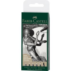 imageFaberCastell Art ampamp Graphic Pitt Artist Pen India Ink Pen Black Wallet Of 6 For Art Craft Drawing Sketching Home School University Colouring1 Count Pack of 1