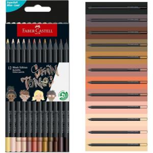 imageFaberCastell Black Edition Skin Tone Colored Pencils 12 Count Black Wood and Super Soft Core Lead Skin Tone Colored Pencil Set Coloring Pencils for Kids and Beginners Art Supplies for TeensMulticolour