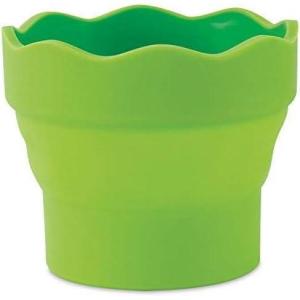 imageFaberCastell Clic ampamp Go Artist Water Cup Dark Green  TravelFriendly Collapsible Brush Cleaner Tool with Brush Stand Scalloped Rim NonSlip Base Portable Palette ampamp Rinser1 Count Pack of 6