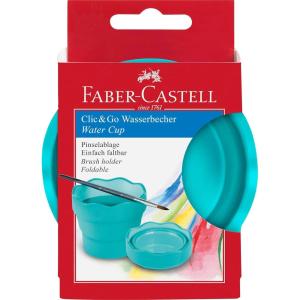 imageFaberCastell Clic ampamp Go Portable Paint Water Cup with Brush Holder Turquoise  Collapsible Paint Brush Cleaner Rinse Cup Travel Friendly Painting Accessories1 Count Pack of 1