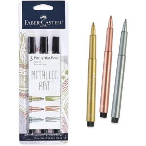 imageFaberCastell Design Memory Craft Metallic PITT Artist Pens  3 Colored Metallic Colors  Smooth Bullet Nibs Classic Metallic FBR7700903 Count Classic Metallic