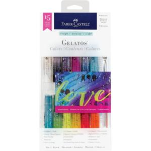 imageFaberCastell Gelatos Brights 12 Watercolor Gel Crayons and Watercolor Supplies Versatile Art Pigment Crayons for Adults Gel Sticks for Mixed Media Journaling Supplies for Artists ampamp HobbyistsIridescents