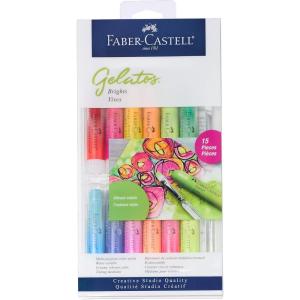 imageFaberCastell Gelatos Brights 12 Watercolor Gel Crayons and Watercolor Supplies Versatile Art Pigment Crayons for Adults Gel Sticks for Mixed Media Journaling Supplies for Artists ampamp HobbyistsBrights