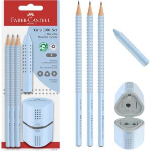 imageFaberCastell Grip Graphite Pencils ampamp Accessories Set Sky Blue  3 Drawing Pencils B Pencil Set for Sketching and Drawing Art Pencils for Kids Sketching Supplies