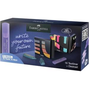 imageFaberCastell Highlighter Desk Set  Assortment of 24 Chisel Tip Markers Metallic Neon and Pastel Set  Thin No Bleed Highlighters Stationery and Bullet Journal Supplies Gifts for Artists16 Colors