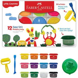 imageFaberCastell Little Creatives Super Soft Modeling Dough  12 Colors Classic ampamp Neon  Sculpting Tools Learn ampamp Play Non Toxic Playdough Kit for Toddlers Preschool Ages 3