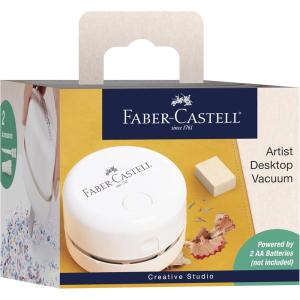 imageFaberCastell Mini Desk Vacuum Battery Operated and Portable with Desktop Vacuum Nozzle White  Cool Desk Gadgets Office Essentials and Artist Gifts for Home School Office or Art Studio