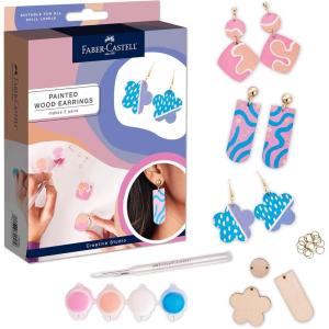 imageFaberCastell Painted Wood Earring Making Kit  Create 3 Wood Earrings Birthday Gifts for Women and Crafts for Adults Jewelry Making Craft Supplies Teen Girl Gifts Craft Kits for Adults