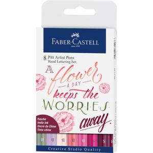 imageFaberCastell Pitt Artist Pen Hand Lettering For Beginners Set  8 Modern Calligraphy and Lettering Markers In Pink Floral TonesPink Floral 8 Assorted Nibs