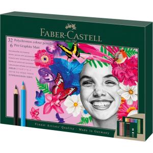 imageFaberCastell Polychromos Colored Pencils and Pitt Graphite Matte Gift Set 23 Piece Artist Quality Sketching and Colored Pencils Set with Accessories40 Count