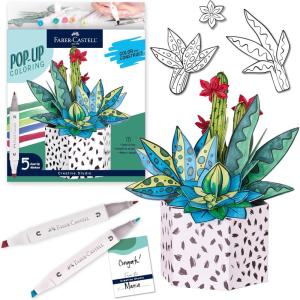 imageFaberCastell Pop Up Coloring Bouquet Pansy  Adult Coloring Crafts Relaxation Gifts for Women DIY Craft Kits for Adults Crafts for Adults and Teens Ages 13Succulent