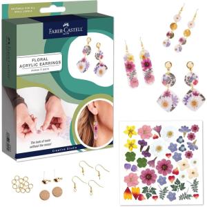 imageFaberCastell Pressed Floral Acrylic Earrings  Create 3 Earrings Jewelry Making Kit and Crafts for Adults Pressed Floral Earring Making Kit Hobbies for Women Birthday Gifts for Women and Teens
