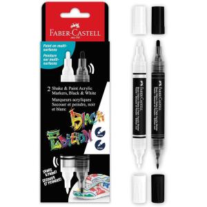 imageFaberCastell Shake ampamp Paint Markers Neon  4 Count Dual Tip Acrylic Paint Pens  Art Markers for Fabric Painting Drawing ampamp Art Supplies Graffiti MarkersBlack  White