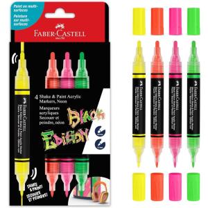 imageFaberCastell Shake ampamp Paint Markers Neon  4 Count Dual Tip Acrylic Paint Pens  Art Markers for Fabric Painting Drawing ampamp Art Supplies Graffiti MarkersNeon