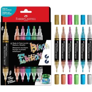 imageFaberCastell Shake ampamp Paint Markers Neon  4 Count Dual Tip Acrylic Paint Pens  Art Markers for Fabric Painting Drawing ampamp Art Supplies Graffiti MarkersMetallic