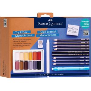 imageFaberCastell Try It Box Monochrome 27 Piece Drawing Art Kit Featuring Colored Pencils Graphite and Charcoal Pencils Professional Art Supplies for Adults Teens and Beginners