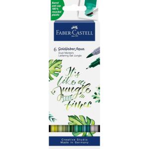imageFaberCastell Goldfaber Aqua Dual Marker Jungle 164517 with Brush Tip and Fineliner Tip Pack of 6jungle