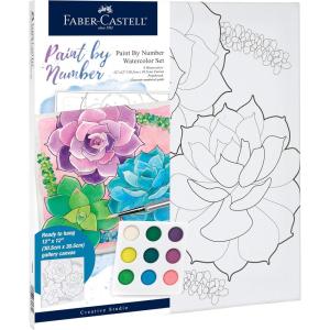 imageFaberCastell Paint by Number Watercolor Bold Floral  Adult Paint by Number Kit on Canvas  DIY Flower PaintingSucculents