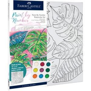 imageFaberCastell Paint by Number Watercolor Bold Floral  Adult Paint by Number Kit on Canvas  DIY Flower PaintingTropical