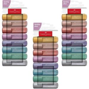 imageFaberCastell 254678 Highlighter Set 46 8 Case Metallic Colours with Durable Chisel Tip Line Width 15 mm Refillable 3