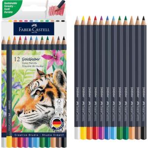 imageFaberCastell Goldfaber Color Pencils Professional Colored Pencils with Smooth Laydown Rich Pigment BreakResistant Cores Great for Beginners Teens amp Adult Coloring 12 Count