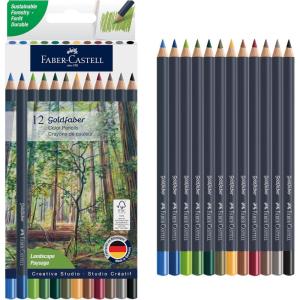 imageFaberCastell Goldfaber Colored Pencils Landscape Colored Pencils with Smooth Laydown Rich Pigments BreakResistant Cores Perfect for Nature Drawing Outdoor Sketching amp Adult Coloring 12 Count