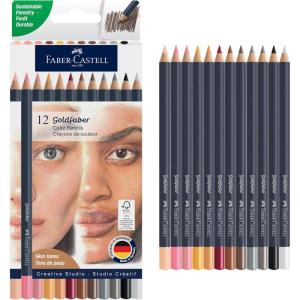 imageFaberCastell Goldfaber Colored Pencils Skin Tone Colored Pencils with Smooth Laydown Rich Pigment BreakResistant Cores Great for Portraits Sketching amp Adult Coloring 12 Count